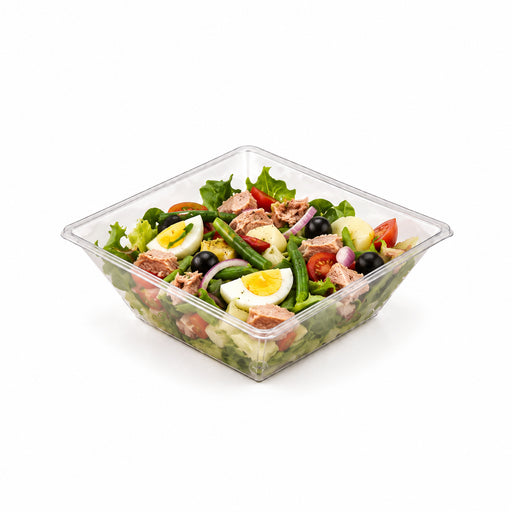 Saladier PET carré transparent 195x195mm H70mm 1000ml
