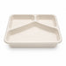 Barquette scellable blanche en pulpe de canne avec 3 compartiments 227x178mm H45mm 890ml
