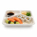 Barquette scellable blanche en pulpe de canne avec 3 compartiments 227x178mm H45mm 890ml