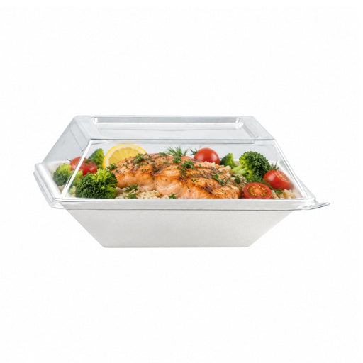 Couvercle dôme rectangulaire transparent en plastique PET 132x132mm H31mm