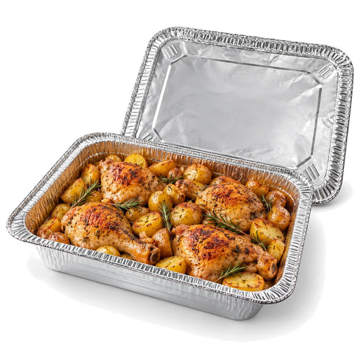 Couvercle en aluminium pour barquette refermable - 33,5 cm x 27,5 cm x 1,7 cm - Compatible avec 209AL253410 - en situation
