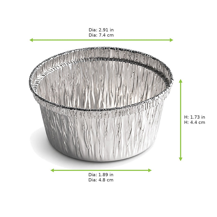 Gobelet rond en papier d'aluminium - 120 ml - Ø 7,4 cm - H 4,4 cm - dimensions