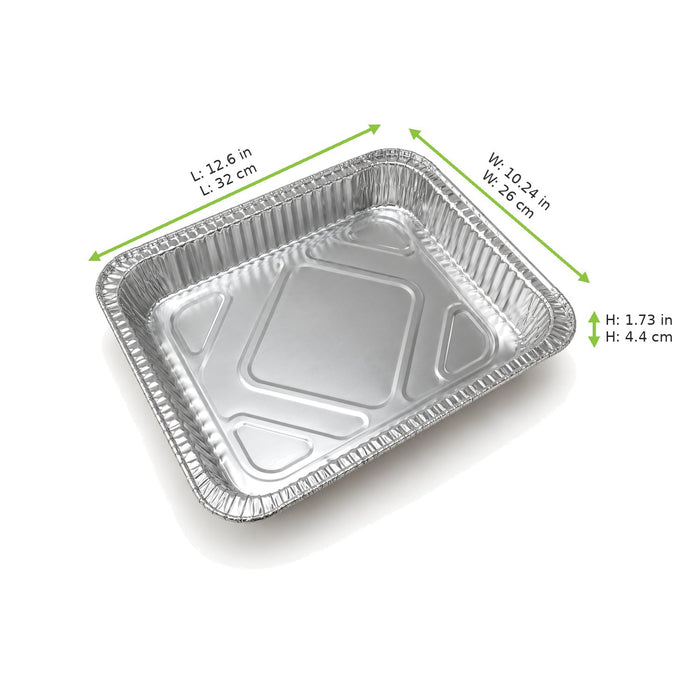 Barquette rectangulaire en aluminium gastronorme 1/2 - 2100 ml - 32 cm x 26 cm x 4,4 cm - dimensions