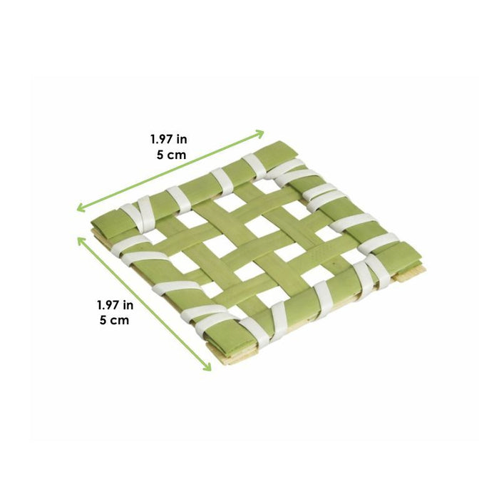 Mini assiette carrée tressée en bambou "Ise" - 5 cm x 5 cm - 20 unités