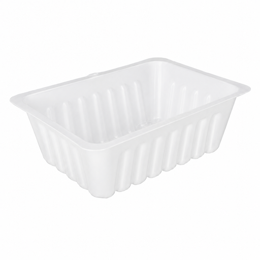 Barquette charcutière rectangulaire en plastique PS translucide pour préparation froide - 500 ml - 14,3 cm x 11,1 cm x 4,9 cm - 250 unités