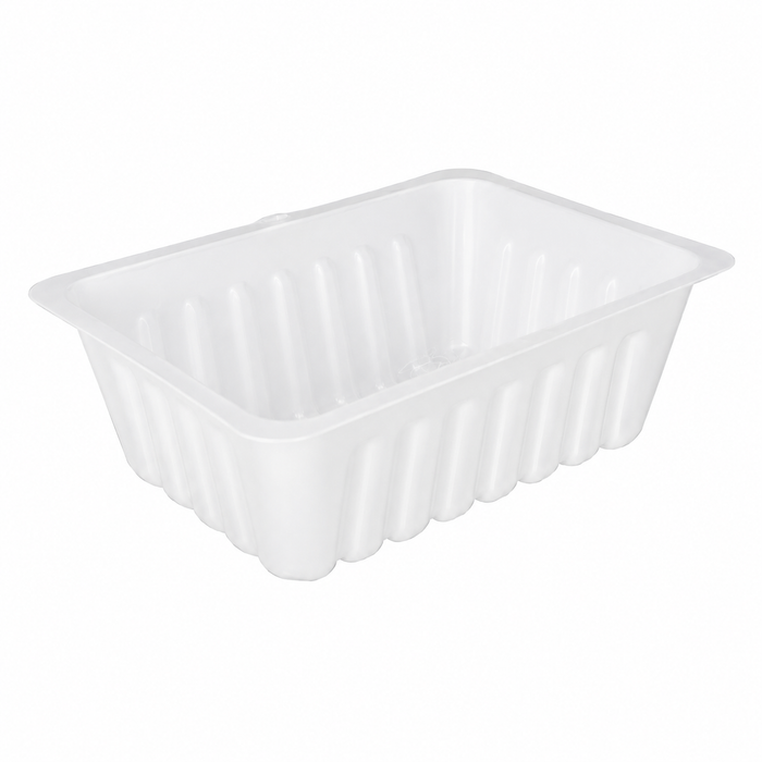 Barquette charcutière rectangulaire en plastique PS translucide pour préparation froide - 500 ml - 14,3 cm x 11,1 cm x 4,9 cm - 250 unités