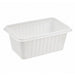 Barquette rectangulaire blanche en PP micro-ondable et scellable - 1800 ml - 19,2 cm x 13,7 cm x 10 cm - 100 unités