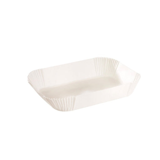 Caissette papier de cuisson ovale blanche siliconée 30 x 23,5 x 4,5 cm - 50 unités