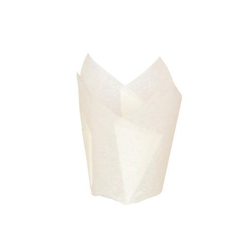Caissette de cuisson forme tulipe en papier blanc siliconé - Ø 4,5 cm - 120 unités