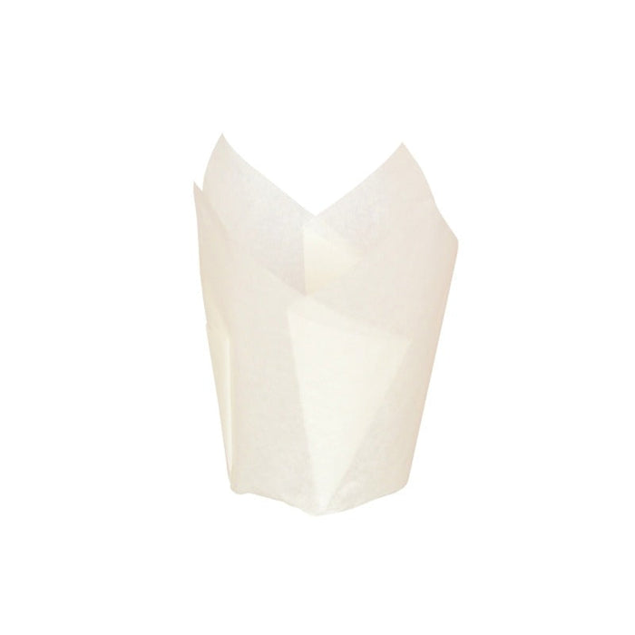 Caissette de cuisson forme tulipe en papier blanc siliconé - Ø 4,5 cm - 120 unités