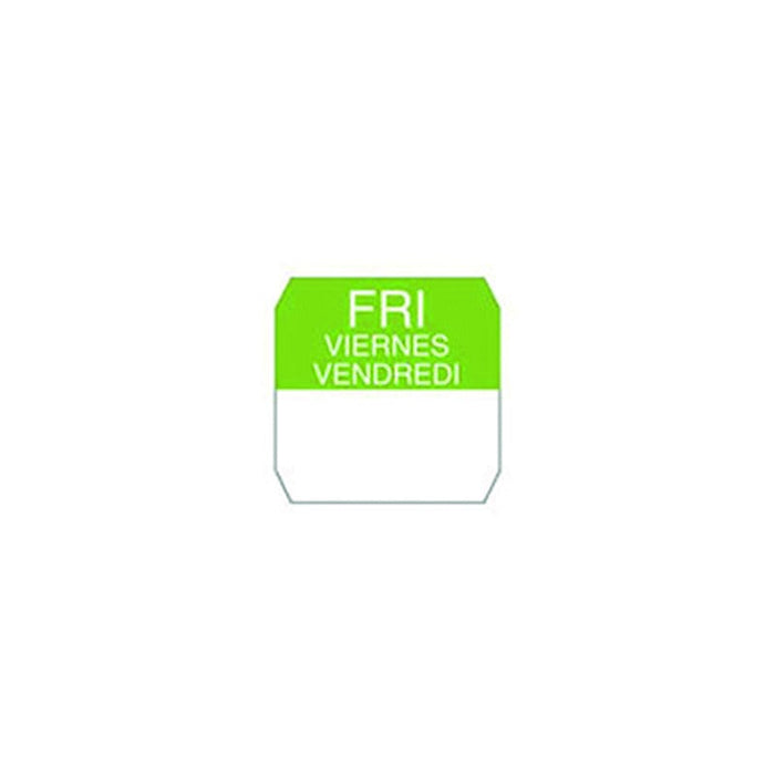 Rouleau étiquette soluble verte vendredi 2,5 cm x 2,5 cm - 1000 unités