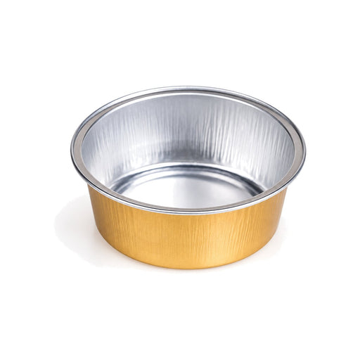 Rundes Auflaufförmchen aus goldfarbenem Aluminium - 125 ml - Ø 8,4 cm - H 3,5 cm - 2400 Stück