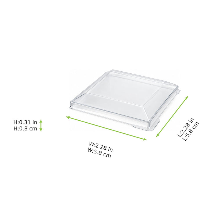 Couvercle PET transparent "Quadra" 5,8 cm x 5,8 cm x 0,8 cm - Compatible avec 209MBQUADRA1 - 200 unités