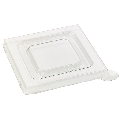 Couvercle Zeno transparent plat et carré PET 7,5 cm x 7,5 cm H 0,6 cm - 200 unités