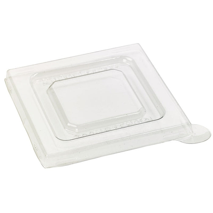 Couvercle Zeno transparent plat et carré PET 7,5 cm x 7,5 cm H 0,6 cm - 200 unités