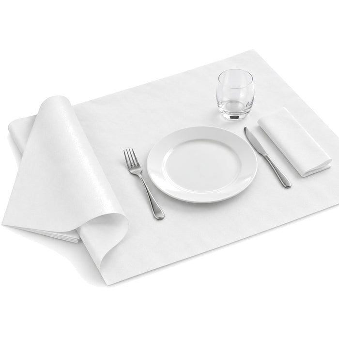 Nappe papier blanc pliée - 80 cm x 120 cm - en situation