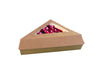 Boîte pâtissière triangulaire carton brun avec couvercle à fenêtre 15,5 cm x 13 cm x 4,5 cm - 50 unités