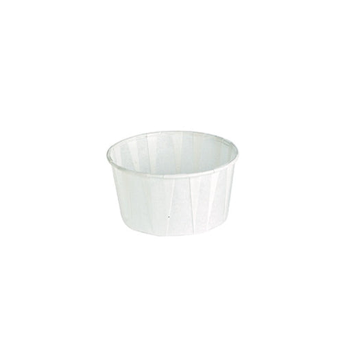 Pot papier plissé blanc avec boîte distributrice 120 ml - Ø 7,5 cm - H 3 cm - 200 unités