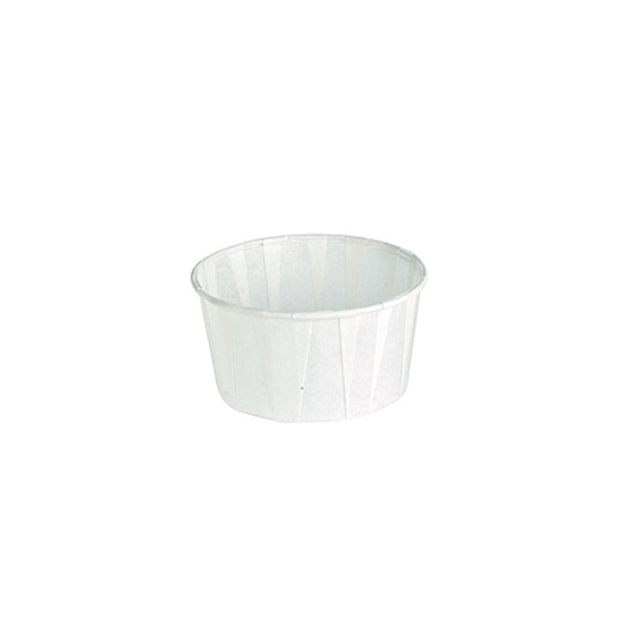 Pot papier plissé blanc avec boîte distributrice 120 ml - Ø 7,5 cm - H 3 cm - 200 unités