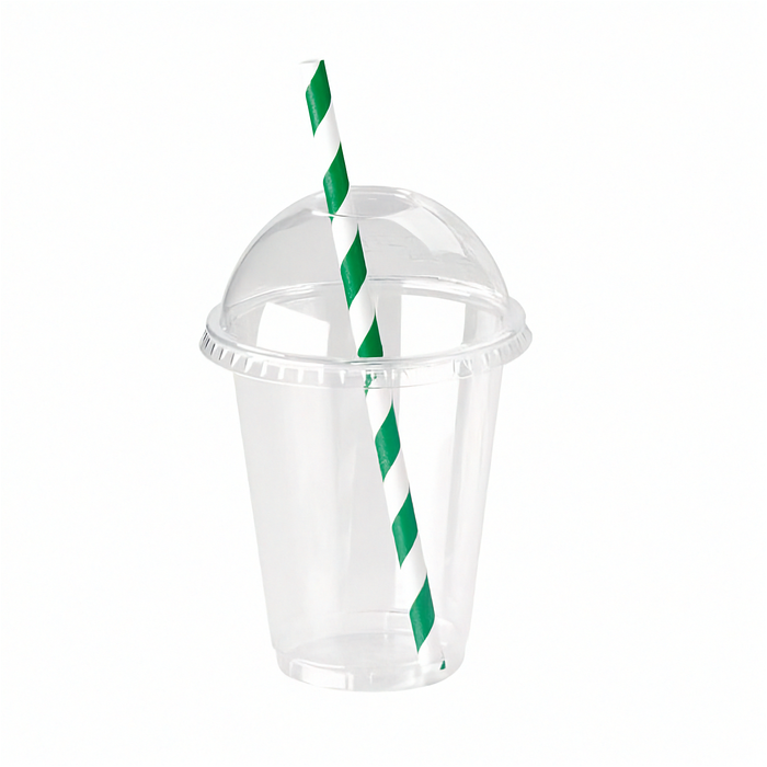 Pot plastique PET transparent avec couvercle dôme et trou 200 ml - Ø 7,4 cm - H 8,5 cm - 50 unités