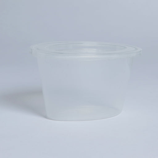 Pot à sauce ovale en plastique PP translucide avec couvercle - 150 ml - 500 unités