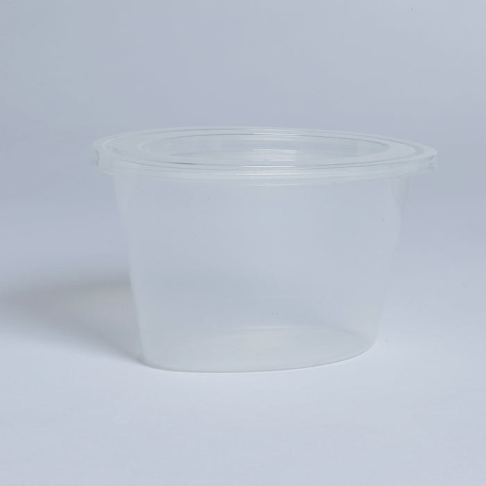 Pot à sauce ovale en plastique PP translucide avec couvercle - 150 ml - 500 unités