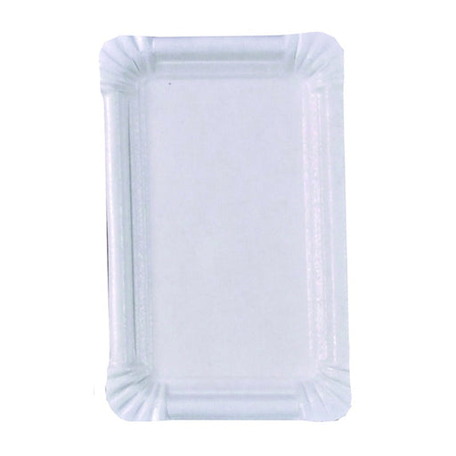 Assiette rectangulaire en carton recyclé blanc 15 cm x 9 cm - 250 unités