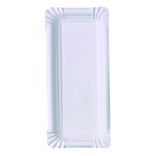 Assiette rectangulaire en carton recyclé blanc 24 cm x 11 cm - 250 unités
