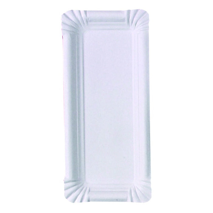 Assiette rectangulaire en carton recyclé blanc 24 cm x 11 cm - 250 unités