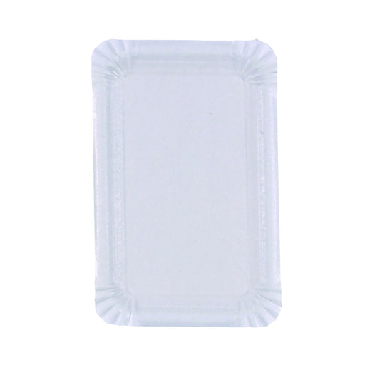 Assiette rectangulaire en carton recyclé blanc 13 x 20 cm - 100 unités