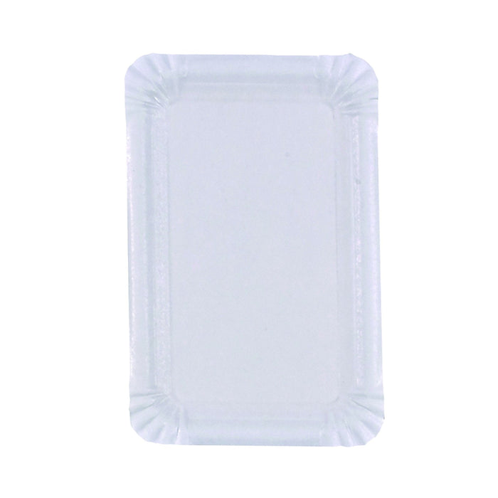 Assiette rectangulaire en carton recyclé blanc 13 x 20 cm - 100 unités