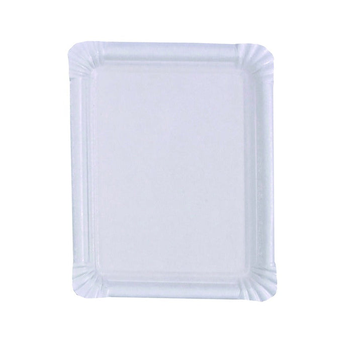 Assiette rectangulaire en carton recyclé blanc 20 cm x 16,5 cm - 250 unités