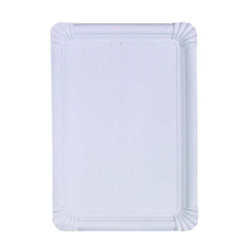 Assiette rectangulaire en carton recyclé blanc 33 cm x 23 cm - 125 unités