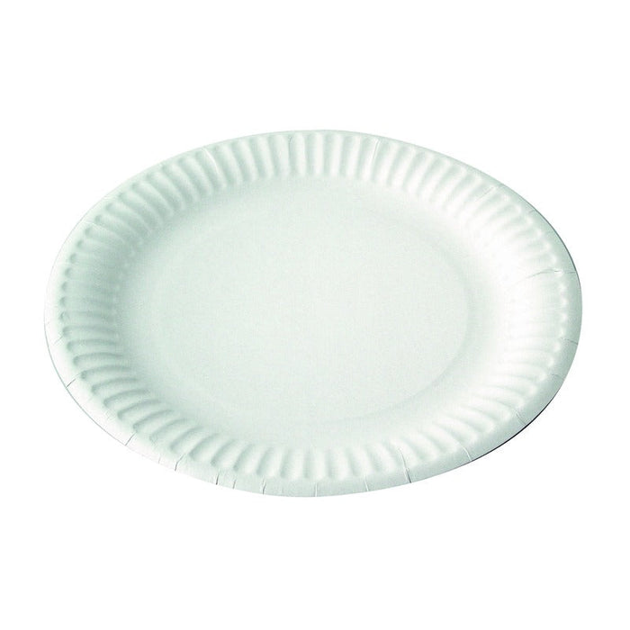 Assiette ronde en carton blanc - Ø 23 cm - 100 unités