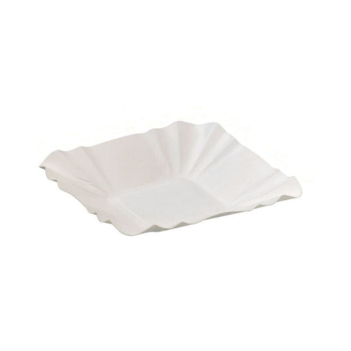 Assiette barque en carton blanc 10,8 cm x 10,8 cm x 2 cm - 250 unités