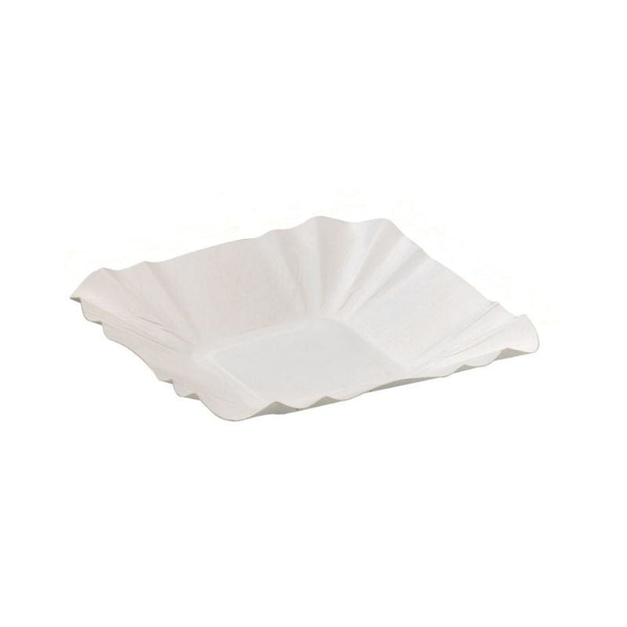 Assiette barque en carton blanc 10,8 cm x 10,8 cm x 2 cm - 250 unités