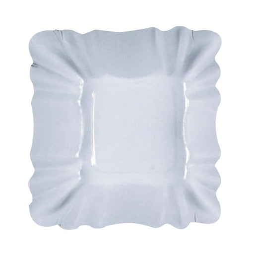 Assiette creuse carrée en carton laminé blanc 9 cm x 9 cm x 3 cm - 250 unités