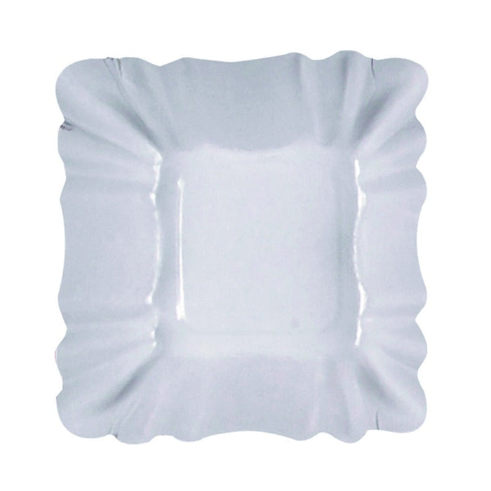 Assiette creuse carrée en carton laminé blanc 9 cm x 9 cm x 3 cm - 250 unités