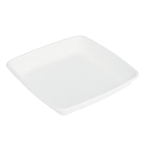Saladier carré blanc en pulpe sans couvercle - 1000 ml - 23,5 cm x 23,5 cm x 2,8 cm - 25 unités