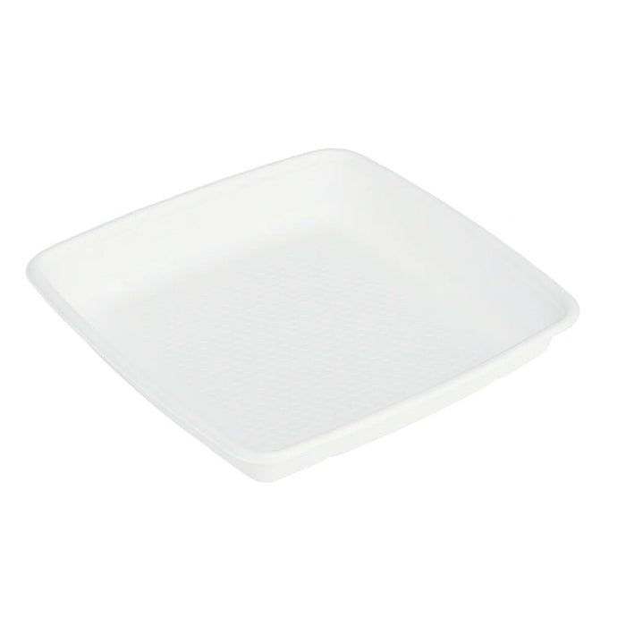 Saladier carré blanc en pulpe sans couvercle - 1000 ml - 23,5 cm x 23,5 cm x 2,8 cm - 25 unités