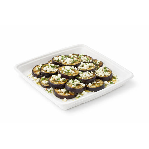 Saladier carré blanc en pulpe sans couvercle - 1000 ml - 23,5 cm x 23,5 cm x 2,8 cm - 25 unités