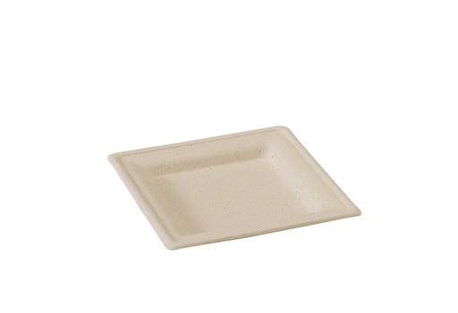 Assiette carrée brune en pulpe 16 cm x 16 cm - 25 unités