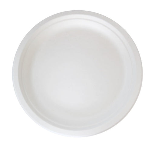 Assiette ronde blanche en pulpe - 24,2 cm x 24,2 cm x 2,3 cm - 25 unités