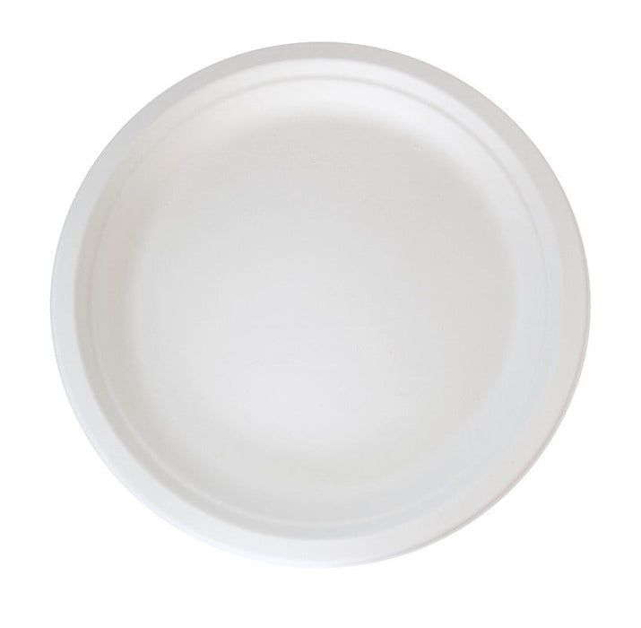 Assiette ronde blanche en pulpe - 24,2 cm x 24,2 cm x 2,3 cm - 25 unités
