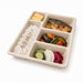 Plateau repas en pulpe naturelle 5 compartiments - 29,5 cm x 24 cm x 4 cm - en situation