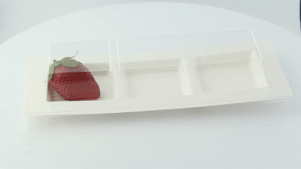 Couvercle PET transparent pour assiette 3 compartiments 26 cm x 11 cm x 3,6 cm - Compatible avec 210APU3TAPA - 50 unités