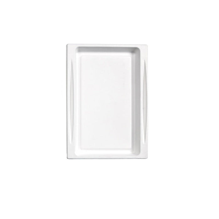 Rechteckiges weißes Tablett aus Zellstoff im Format 1/2 "Atlas" - 27,2 cm x 19,3 cm x 1,9 cm - 100 Stück