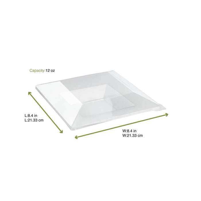 Assiette carrée creuse réutilisable givrée en plastique PP micro-ondable - 350 ml - 21,5 cm x 21,5 cm - 10 unités