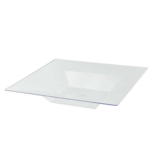 Assiette carrée creuse réutilisable transparente - 350 ml - 21,5 cm x 21,5 cm - 10 unités