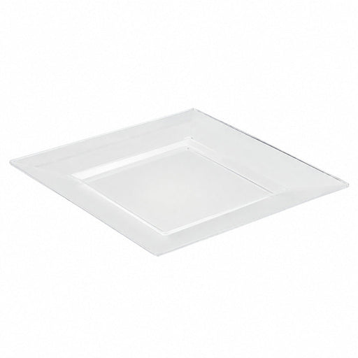 Assiette carrée réutilisable transparente - 28 cm x 28 cm - 10 unités